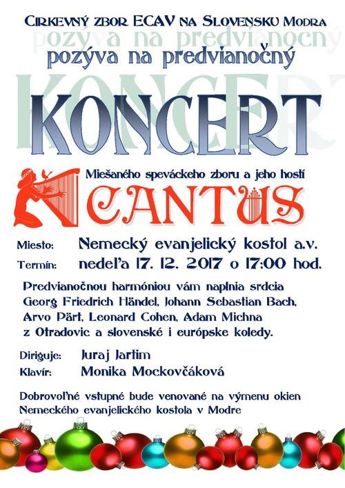CANTUS zaspieva v Modre 17. 12.