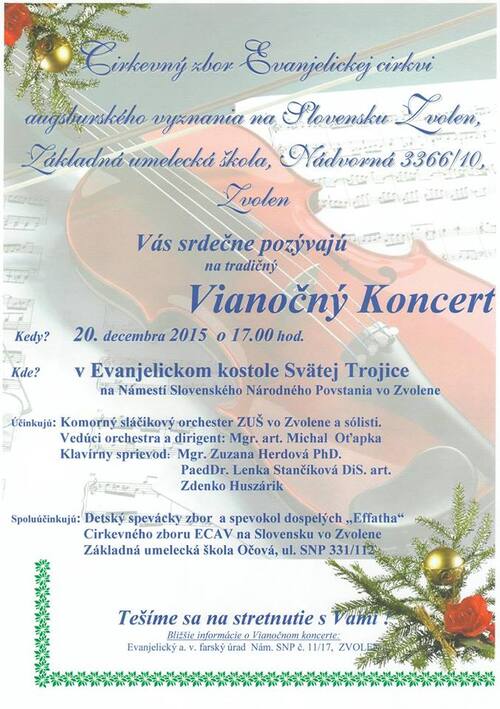 Vianočný koncert vo Zvolene 20. 12.