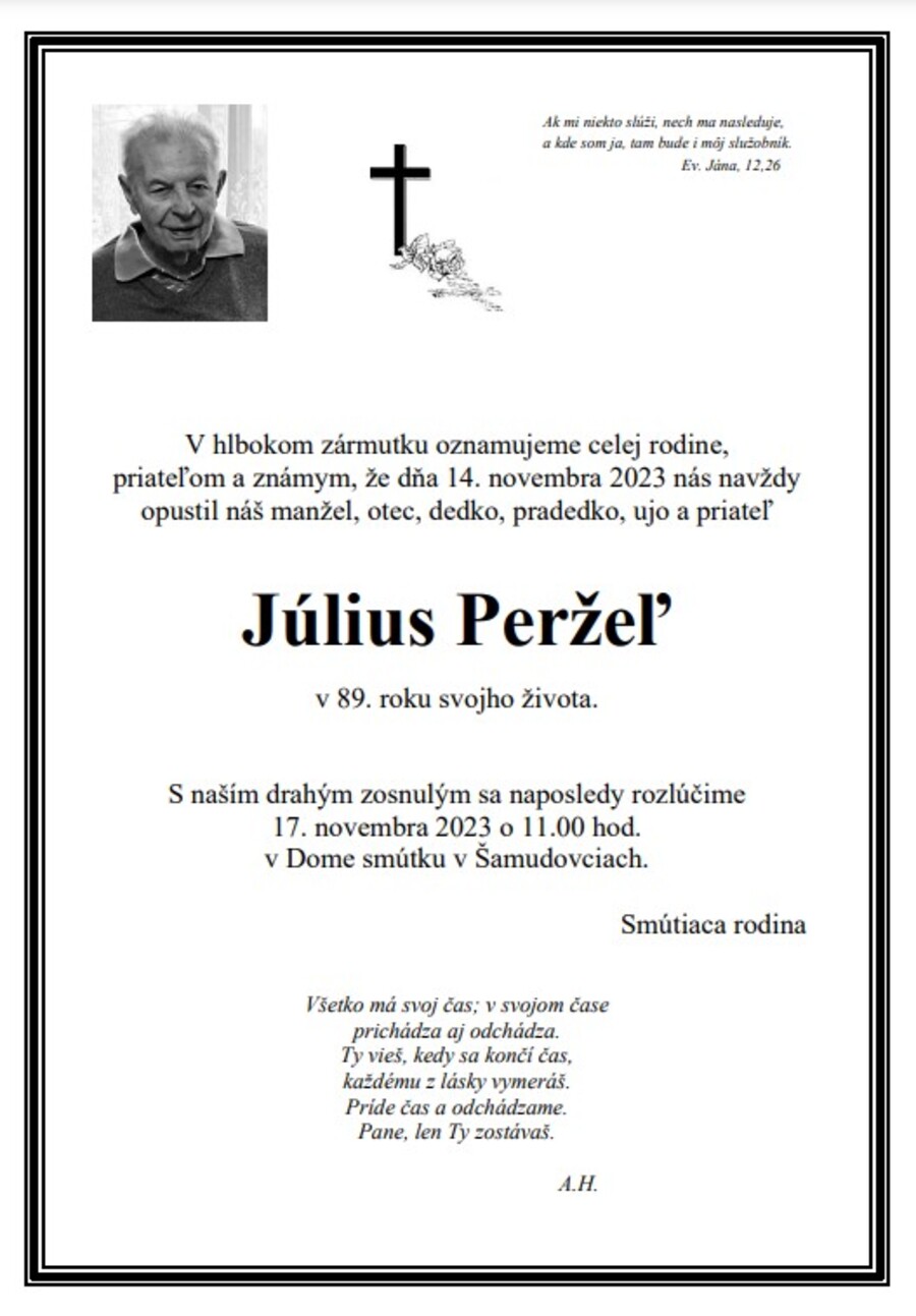 Zomrel Július Peržeľ