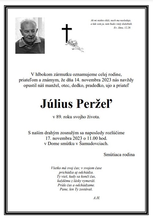 Zomrel Július Peržeľ