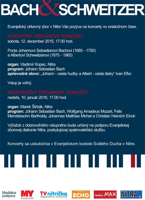 Organové koncerty v Nitre 12. 12. a 10. 1.