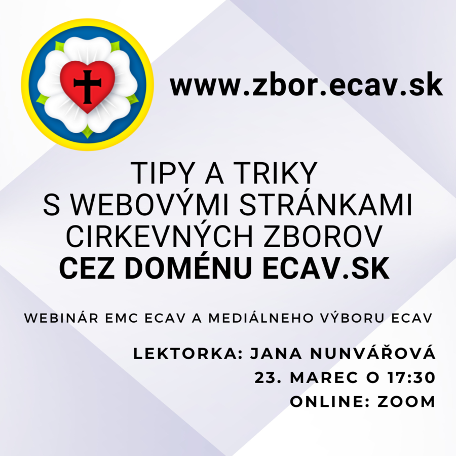 Tipy a triky s webovými stránkami cirkevných zborov cez doménu ecav.sk
