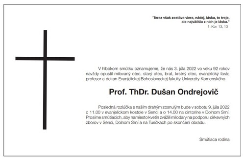 Zomrel Dušan Ondrejovič