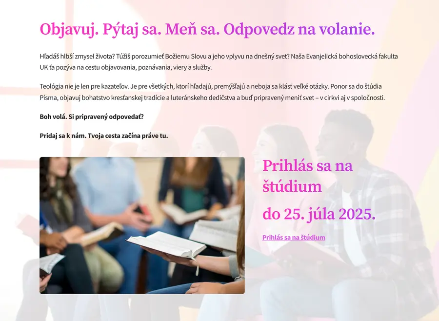 Druhé kolo prijímačiek na EBF UK je otvorené
