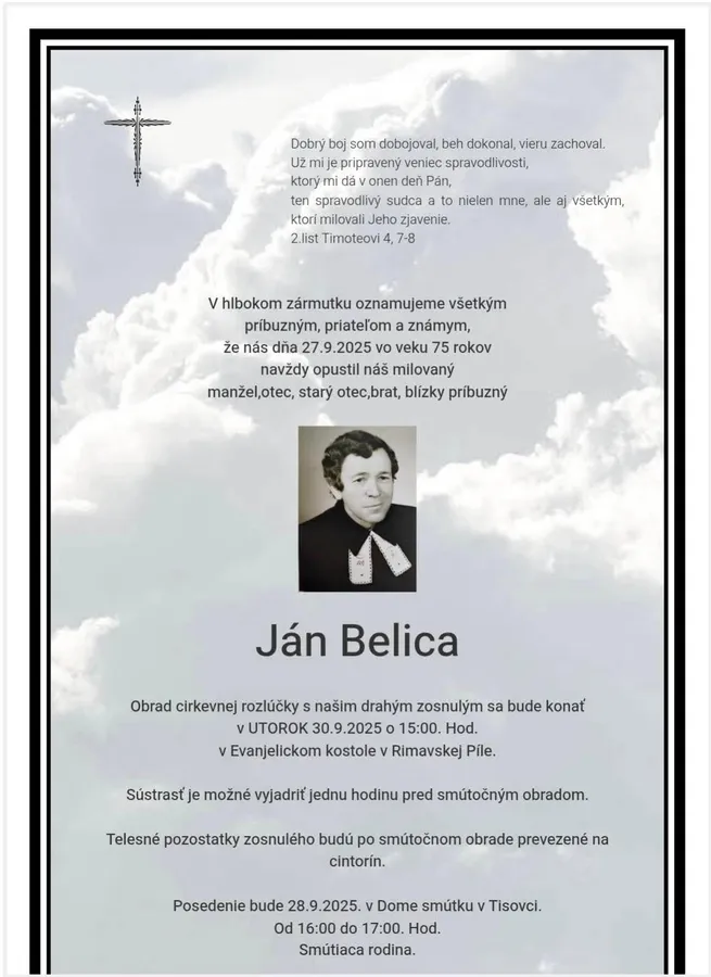 K nebeskému Otcovi odišiel brat diakon Ján Belica