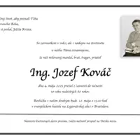 Zomrel brat Ing. Jozef Kováč