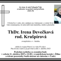 Posledné zbohom sestre farárke Irene Devečkovej