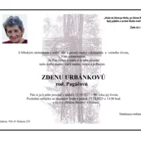 Zomrela naša spolusestra Zdena Urbánková