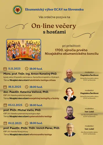 Ekumenický výbor pripravil on-line večery s hosťami  