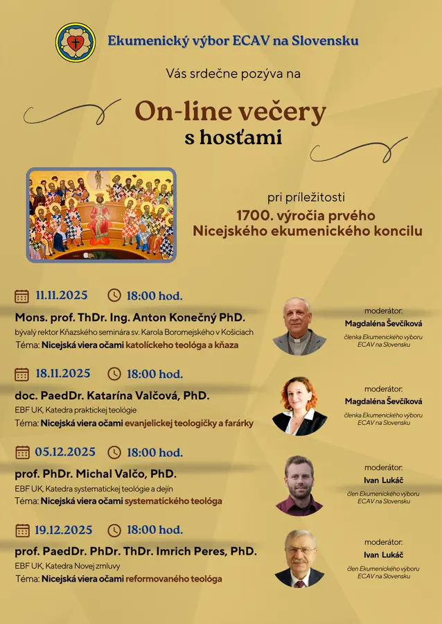 Ekumenický výbor pripravil on-line večery s hosťami  