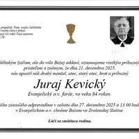 Zomrel evanjelický a. v. farár, Juraj Kevický