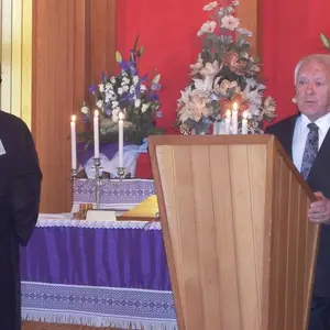Generálny dozorca Imrich Lukáč pozdravuje domácich viery