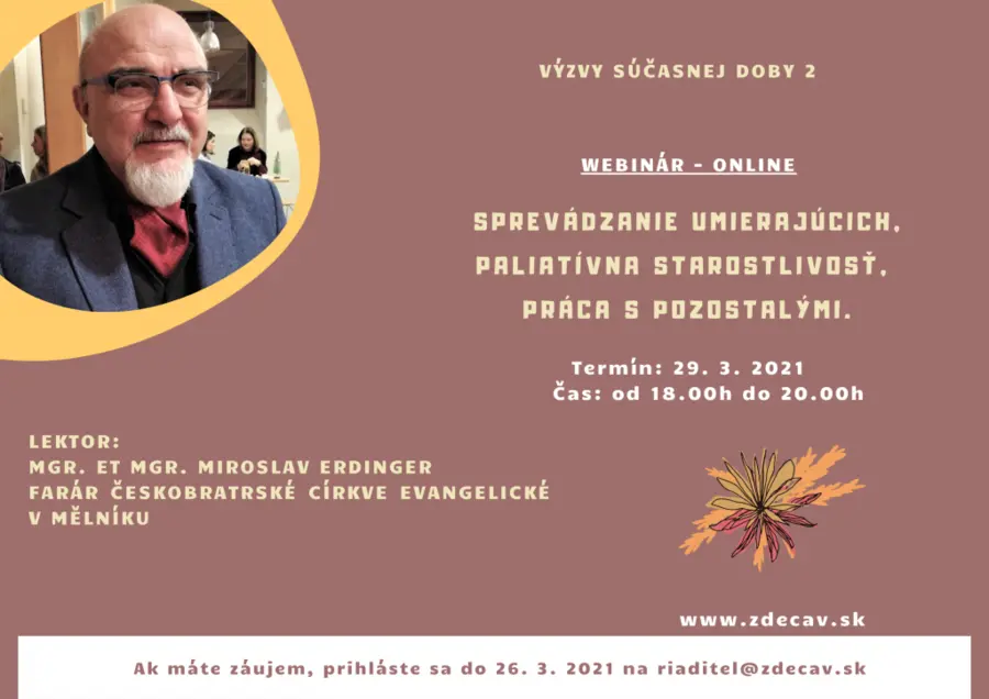 WEBINÁR: Sprevádzanie umierajúcich, paliatívna starostlivosť, práca s pozostalými