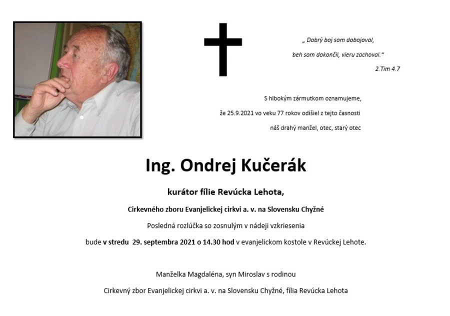 Zomrel brat kurátor Ondrej Kučerák