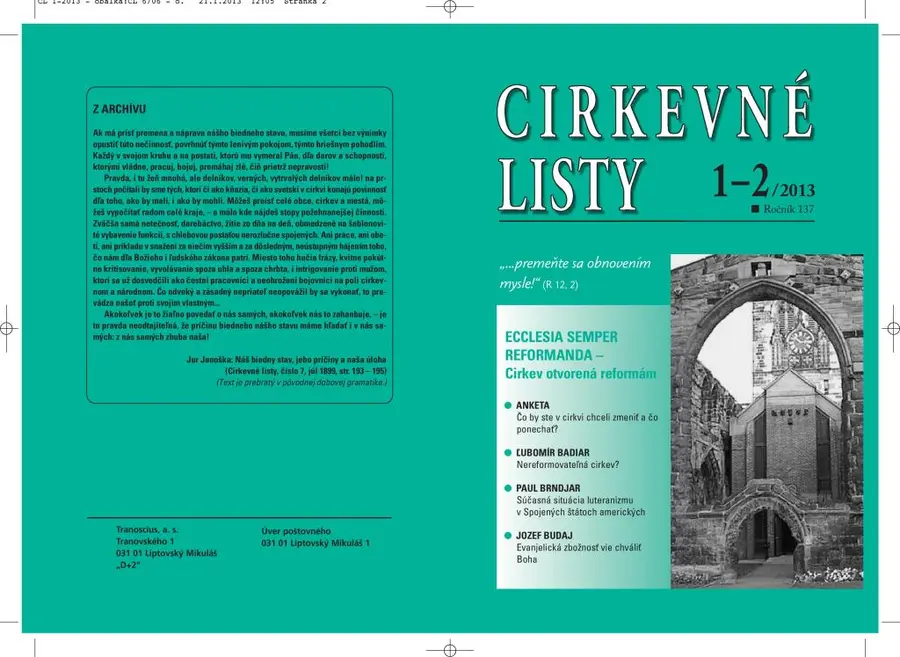 Vyšli Cirkevné listy č. 1 – 2 - 2013 