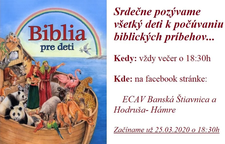 Biblický príbeh pre deti - každý večer o 18:30