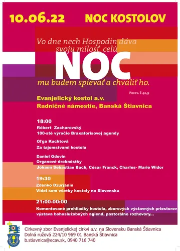 Noc kostolov 2022 v Banskej Štiavnici