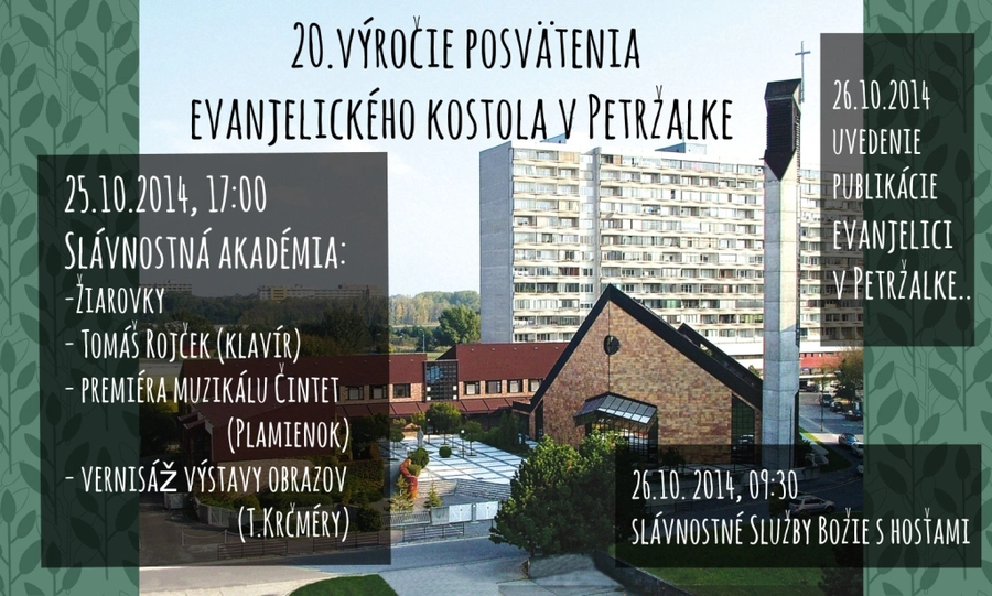 K 20. výročiu posvätenia chrámu v Bratislave-Petržalke 25. a 26. 10.