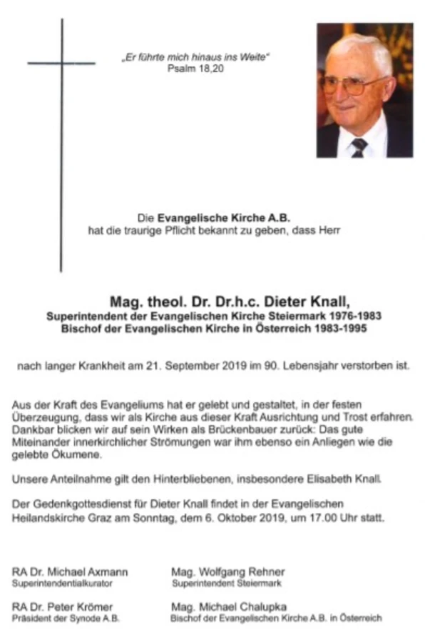 Zomrel Dr. Dieter Knall