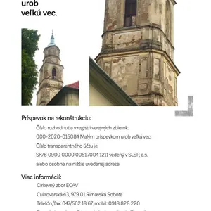 Zbierka na záchranu veže ev. kostola v Rimavskej Sobote
