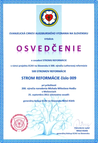 K projektu &quot;500 stromov reformácie&quot;