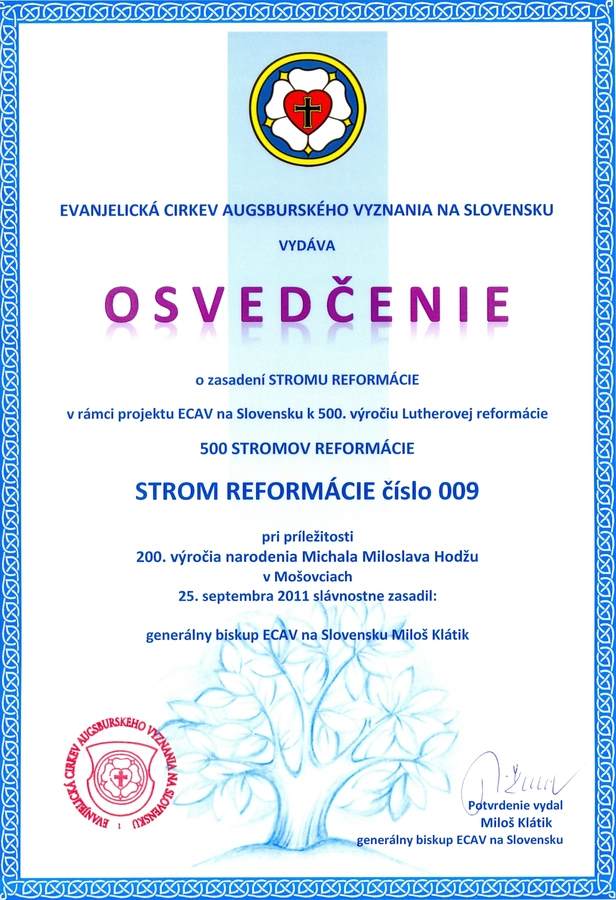 K projektu &quot;500 stromov reformácie&quot;