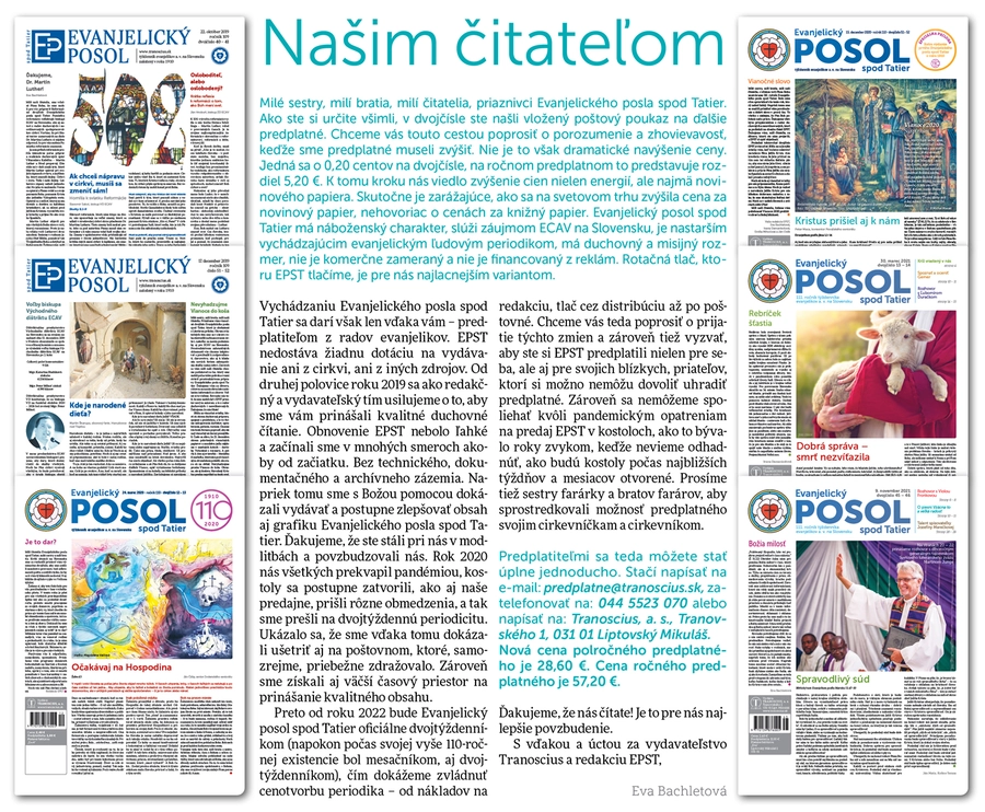 Našim čitateľom