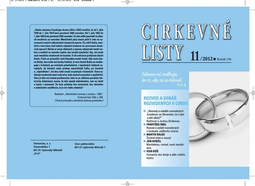 Vyšli Cirkevné listy č. 11 - 2012