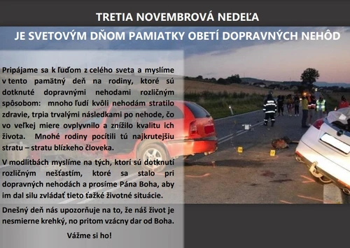 Svetový deň pamiatky obetí dopravných nehôd 21.11.2021
