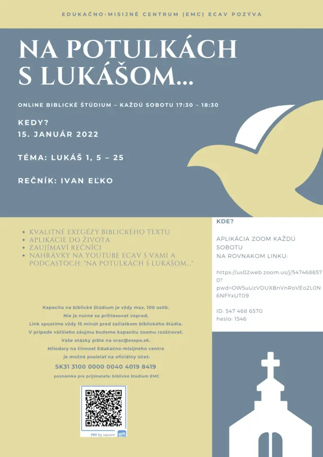 Biblické štúdium s biskupom Eľkom- 15.1.2022