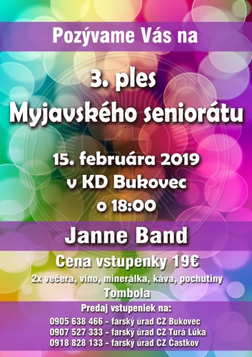 Pozvánka na 3. ples Myjavského seniorátu