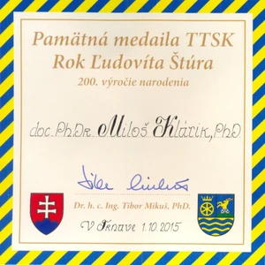 Pamätná medaila TTSK k 200. výročiu Ľ. Štúra