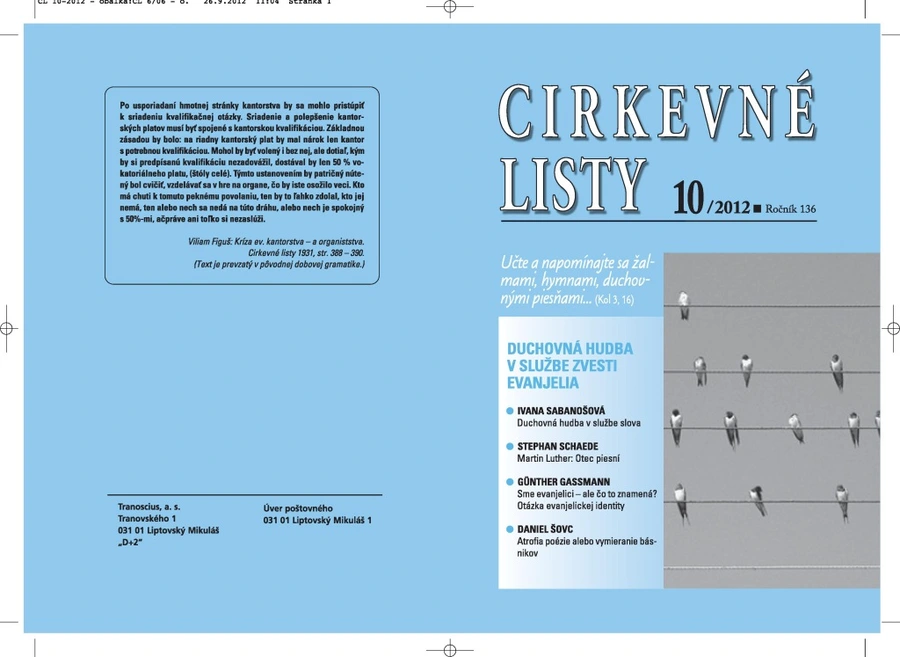 Vyšli Cirkevné listy č. 10 - 2012