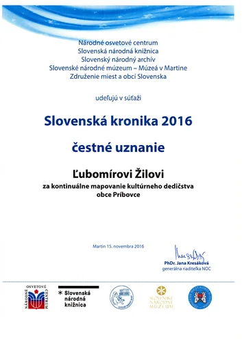 Ocenenie za spracovávanie histórie regiónu 