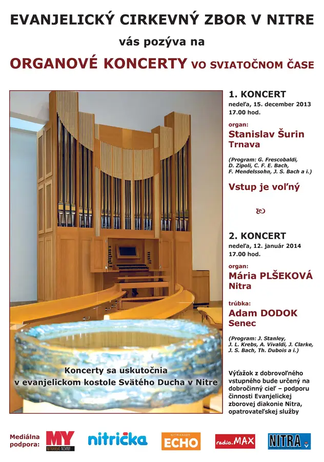 Pozvánka na organové koncerty v Nitre