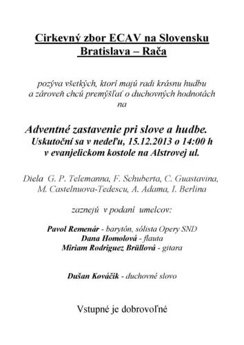 Adventné zastavenie 2013 v Rači 15. 12.