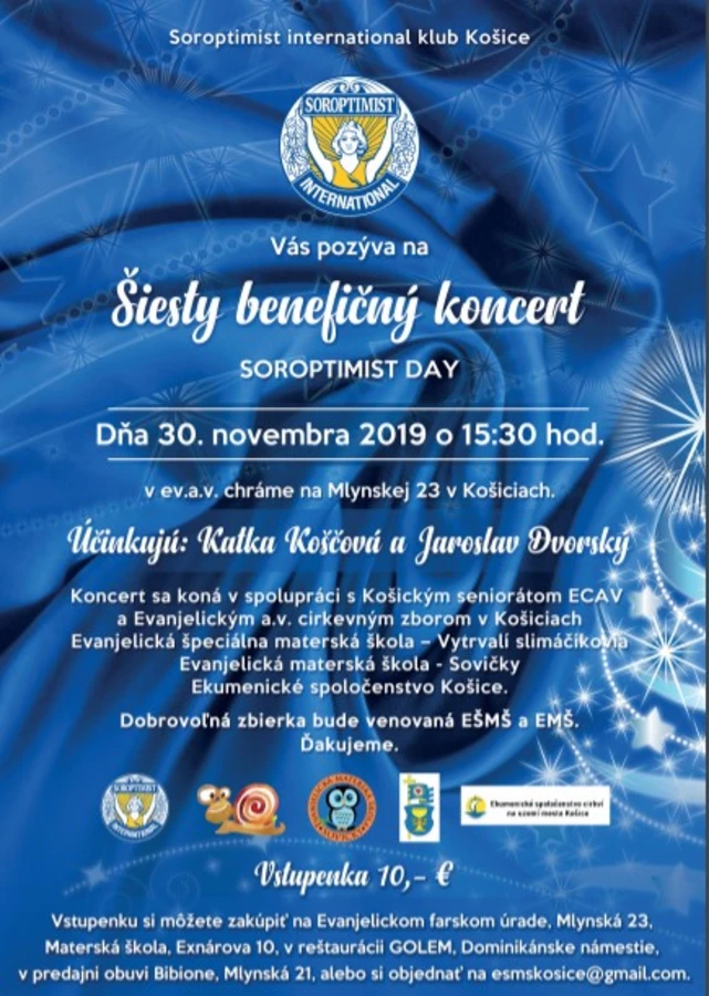 Pozývame na 6. ročník benefičného koncertu SOROPTIMIST DAY