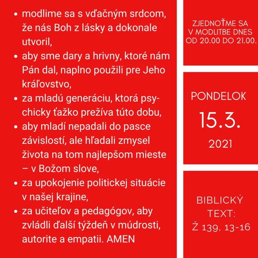 Pôst v modlitbách