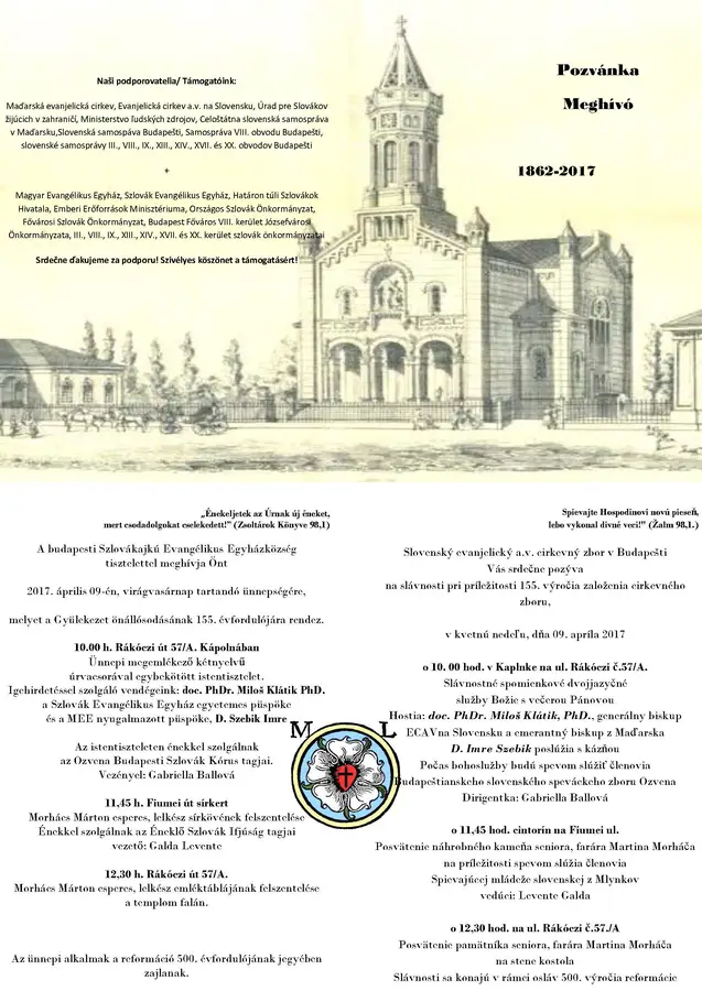 Pozvánka na slávnosti do Budapešti 9. 4. 