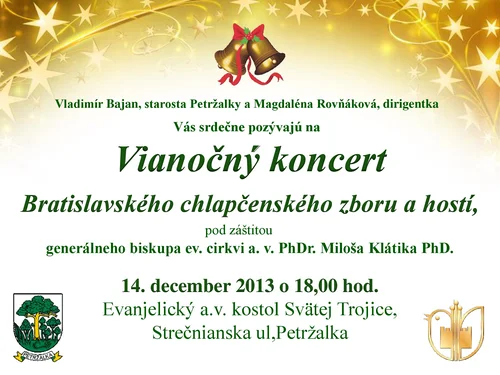Vianočný koncert v Petržalke 14. 12.