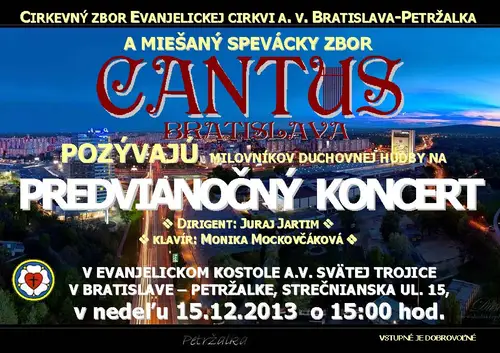 Predvianočný koncert v Petržalke 15. 12.