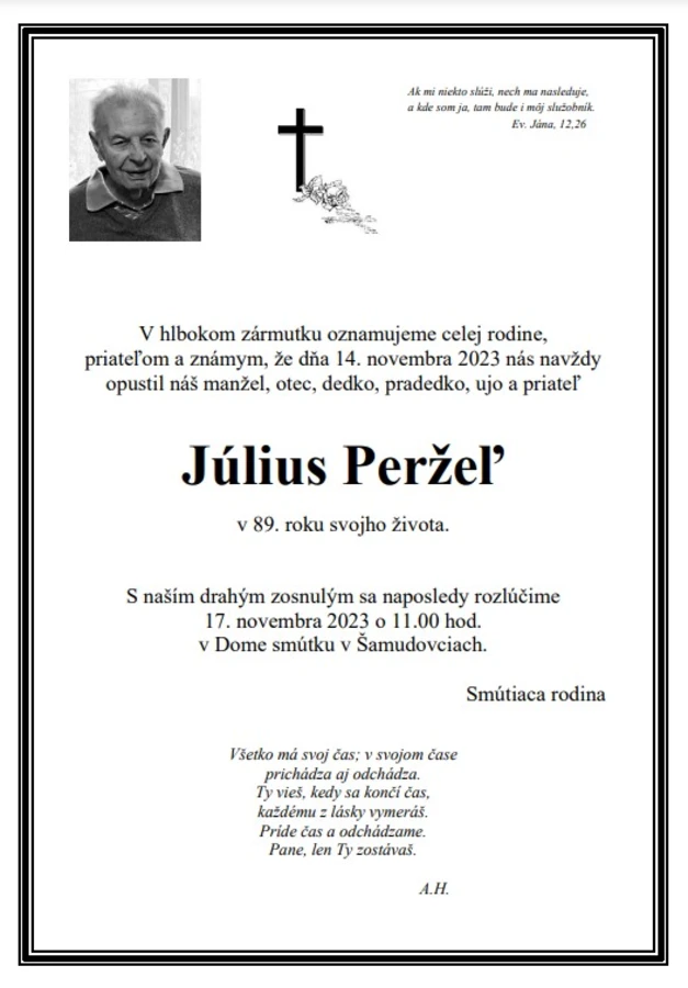 Zomrel Július Peržeľ