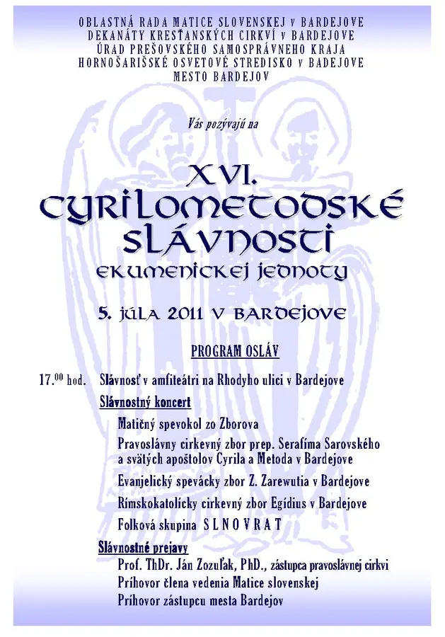 XVI. cyrilo-metodské slávnosti v Bardejove