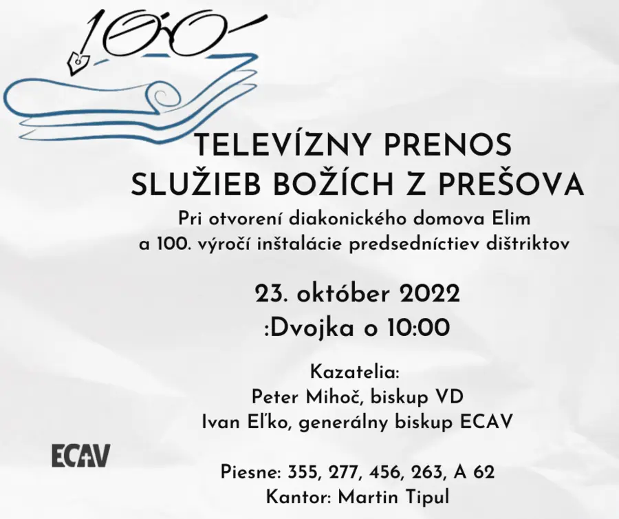 Televízny prenos Služieb Božích z Prešova- 23.10.2022