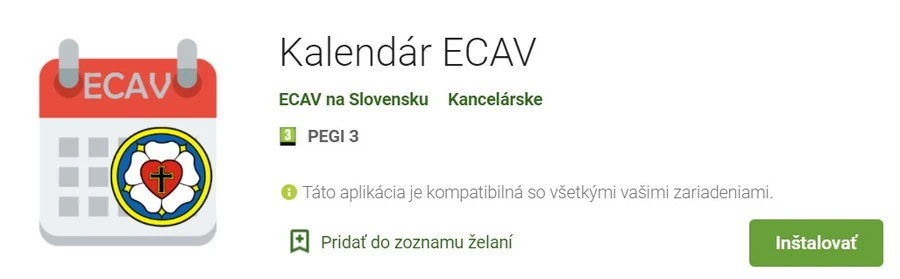 Liturgický kalendár ECAV na mobile s OS Android