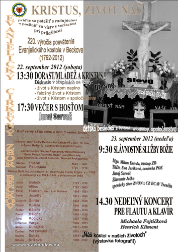 Pozvanie do Beckova 22. – 23. 9.  