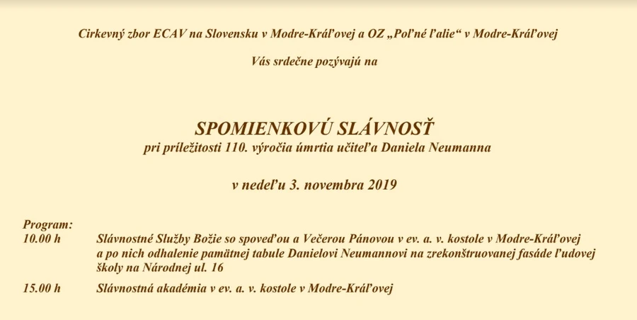 Slávnostné služby Božie spojené s odhalením pamätnej tabule v Modre-Kráľovej