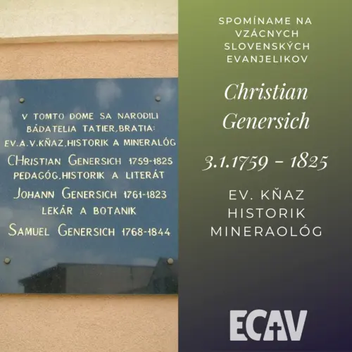 Spomíname na vzácnych evanjelikov: Christian Genersich