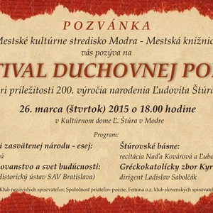 Festival duchovnej poézie v Modre