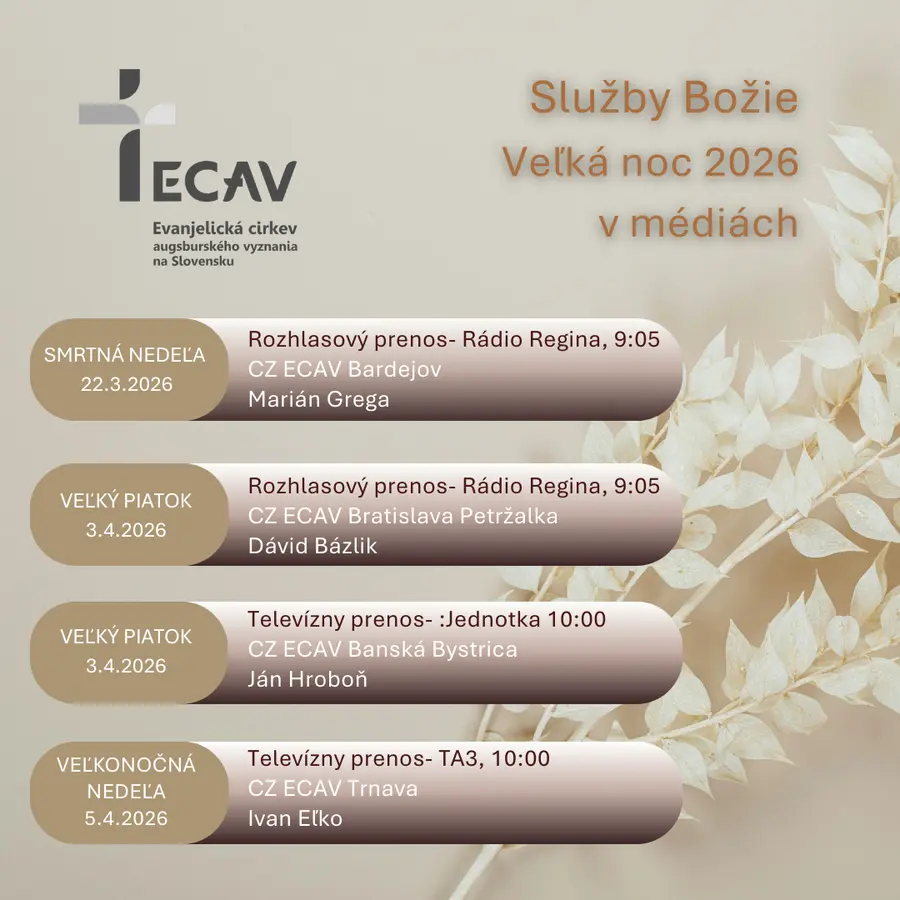 PRENOSY SLUŽIEB BOŽÍCH, VEĽKÁ NOC 2026